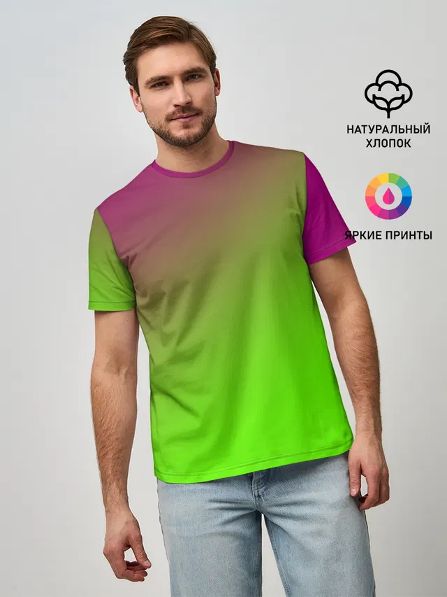 Мужская базовая футболка с принтом «Tie-Dye — Кислотная»