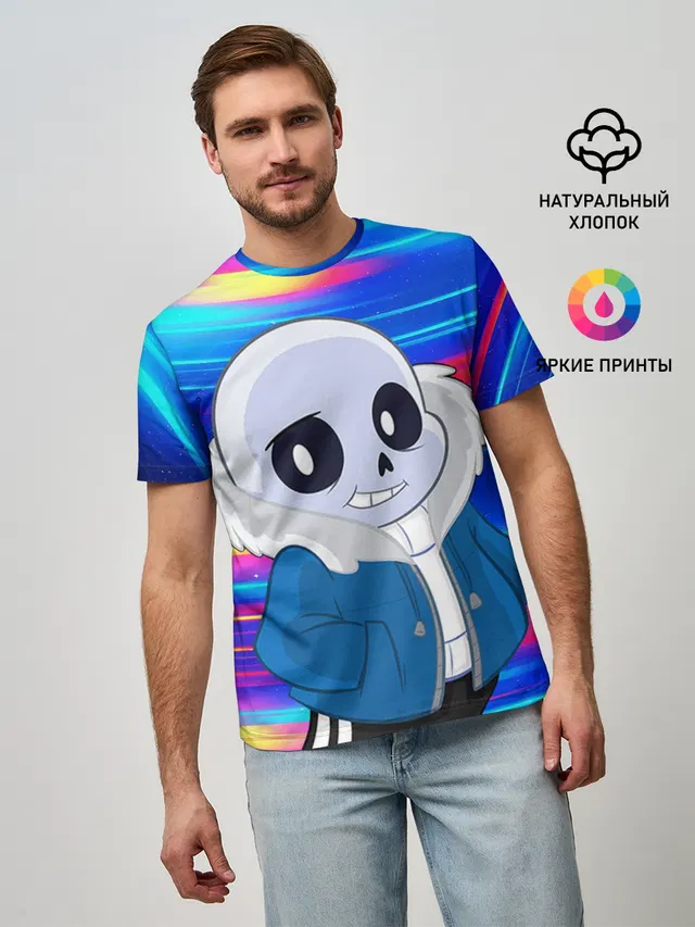 Мужская базовая футболка с принтом «Sans undertale Санс»