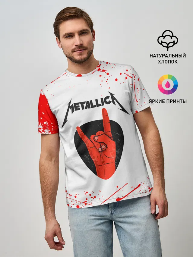 Мужская базовая футболка с принтом «Metallica»