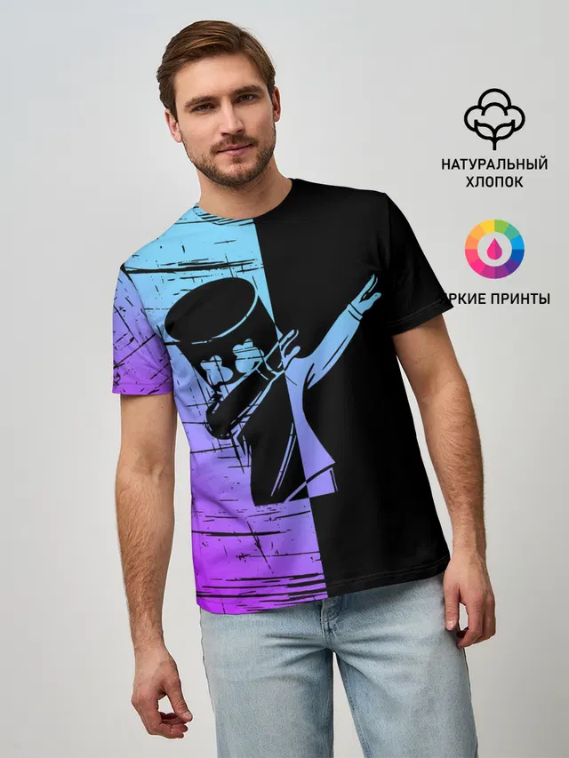 Мужская базовая футболка с принтом «Фортнайт — FORTNITE MARSHMELLO.»