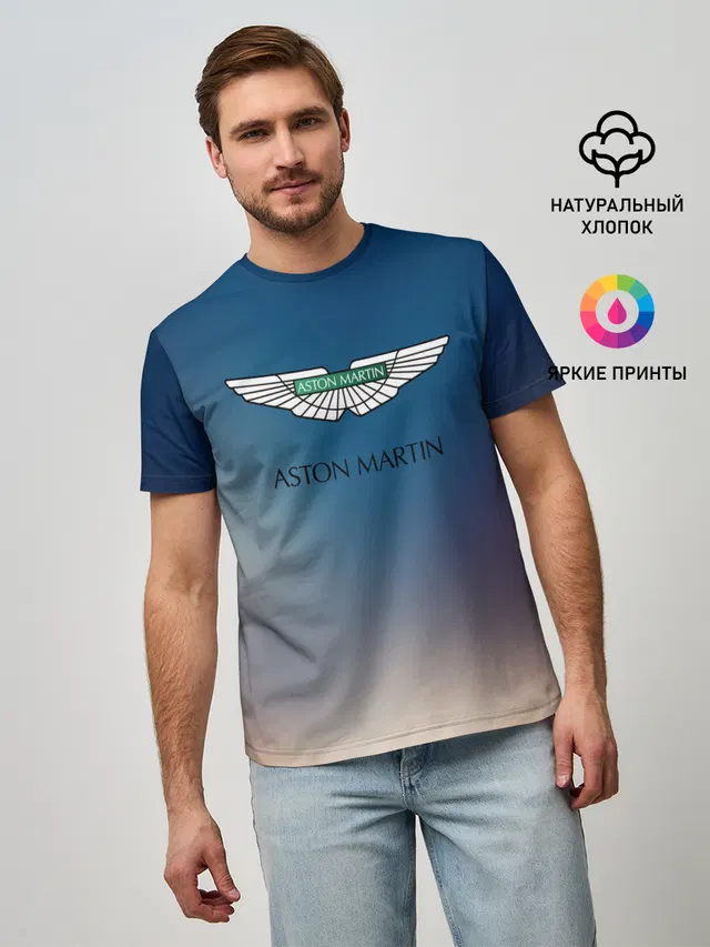 Мужская базовая футболка с принтом «Разные автомобильные — aston martin»