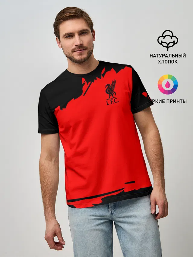 Мужская базовая футболка с принтом «Ливерпуль — Liverpool F.C.»
