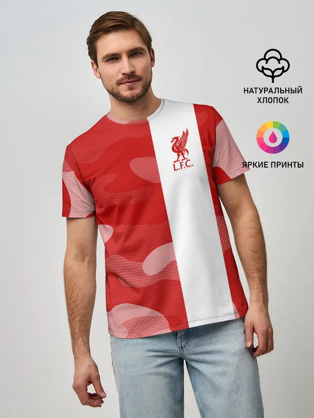 Мужская базовая футболка с принтом «camouflage — Liverpool F.C.»