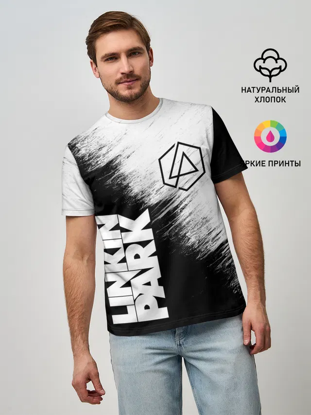 Мужская базовая футболка с принтом «LP logo — LINKIN PARK [3]»
