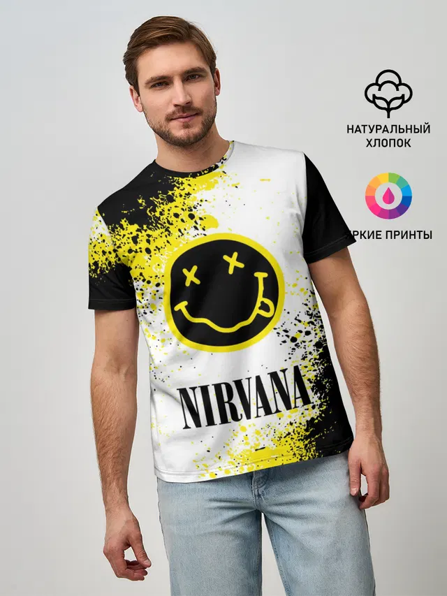 Мужская базовая футболка с принтом «Nirvana»