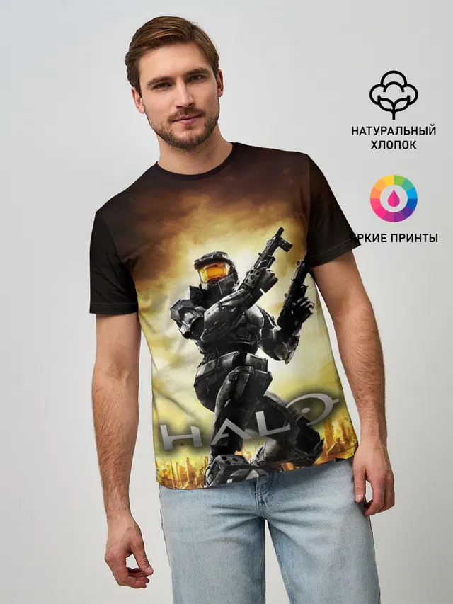 Мужская базовая футболка с принтом «Halo Infinite»