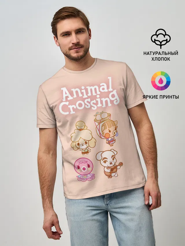 Мужская базовая футболка с принтом «Animal Crossing»