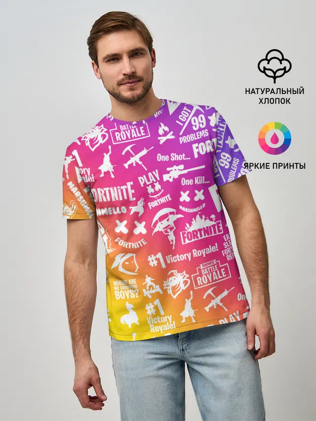 Мужская базовая футболка с принтом «Фортнайт — FORTNITE PARTY EVENT»