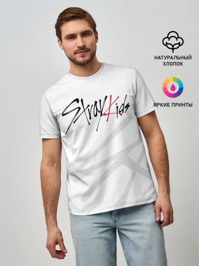 Мужская базовая футболка с принтом «Stray Kids»