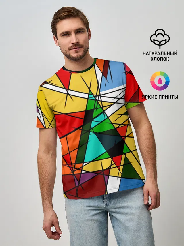 Мужская базовая футболка с принтом «Tie-Dye — ПИКАССО»