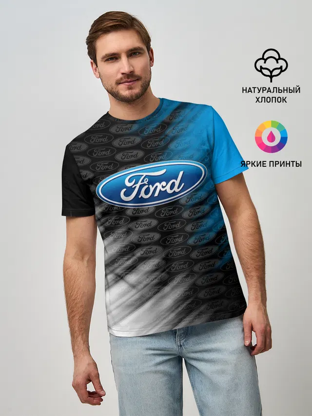 Мужская базовая футболка с принтом «Ford»