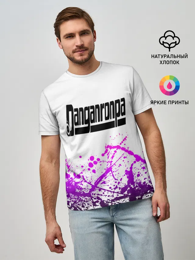 Мужская базовая футболка с принтом «Danganronpa — Danganronpa purple»