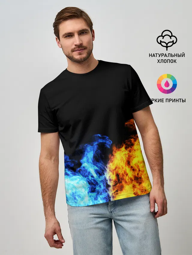 Мужская базовая футболка с принтом «Fire — БИТВА ОГНЕЙ»