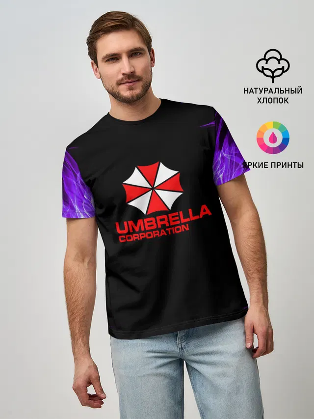 Мужская базовая футболка с принтом «Umbrella logo»