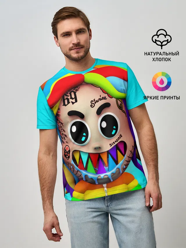 Мужская базовая футболка с принтом «6IX9INE»