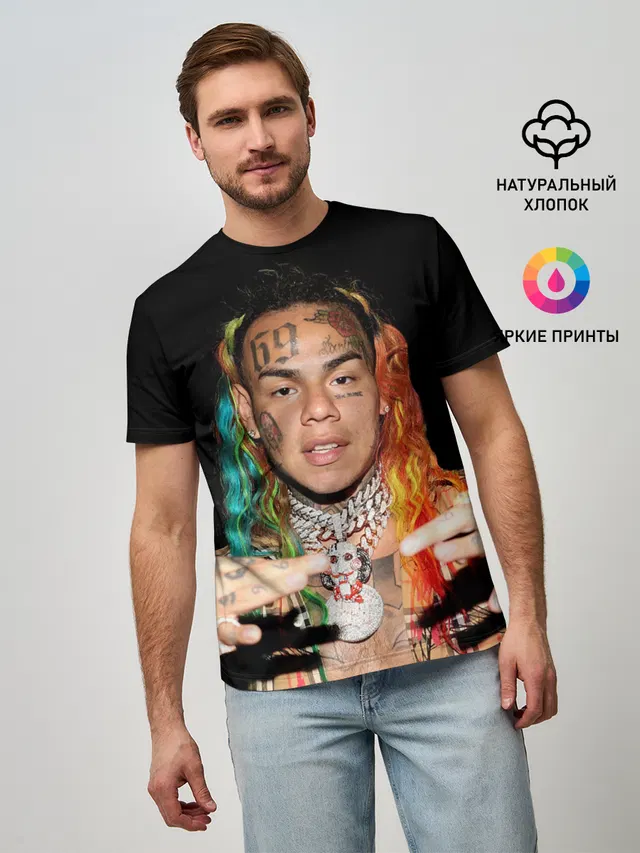 Мужская базовая футболка с принтом «6IX9INE»