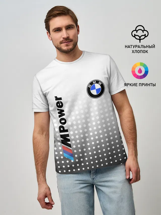 Мужская базовая футболка с принтом «BMW»