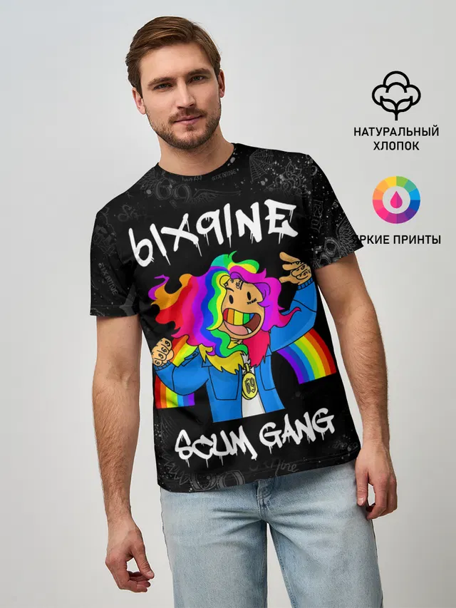 Мужская базовая футболка с принтом «6IX9INE»