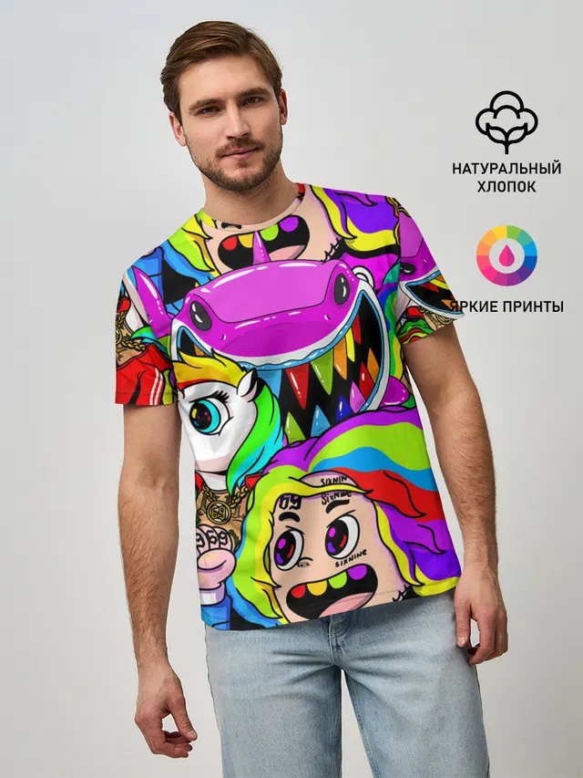 Мужская базовая футболка с принтом «6IX9INE»