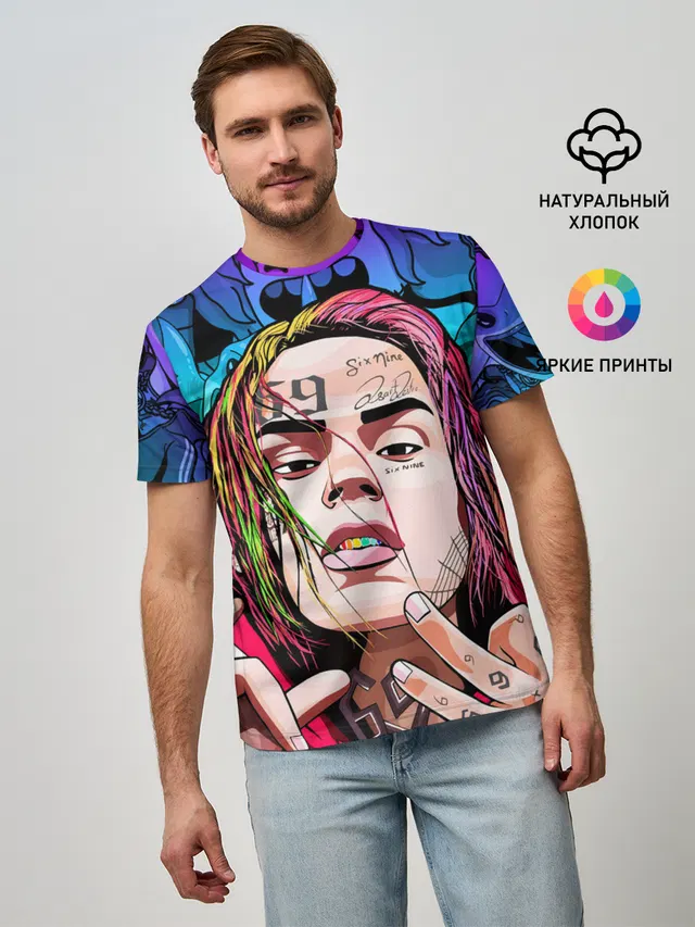 Мужская базовая футболка с принтом «6IX9INE»