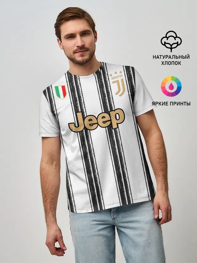 Мужская базовая футболка с принтом «Ювентус — Juventus home 20-21»