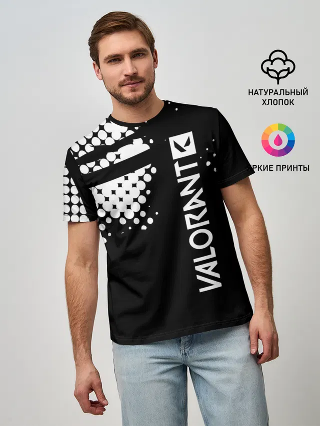 Мужская базовая футболка с принтом «Black and white»