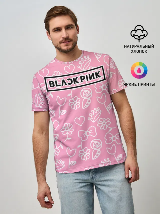 Мужская базовая футболка с принтом «BlackPink»
