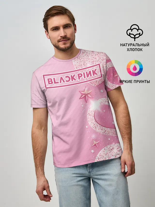 Мужская базовая футболка с принтом «BlackPink»