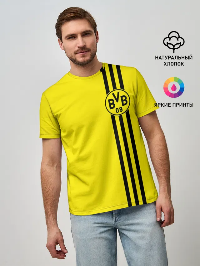 Мужская базовая футболка с принтом «Borussia Боруссия — БОРУССИЯ»