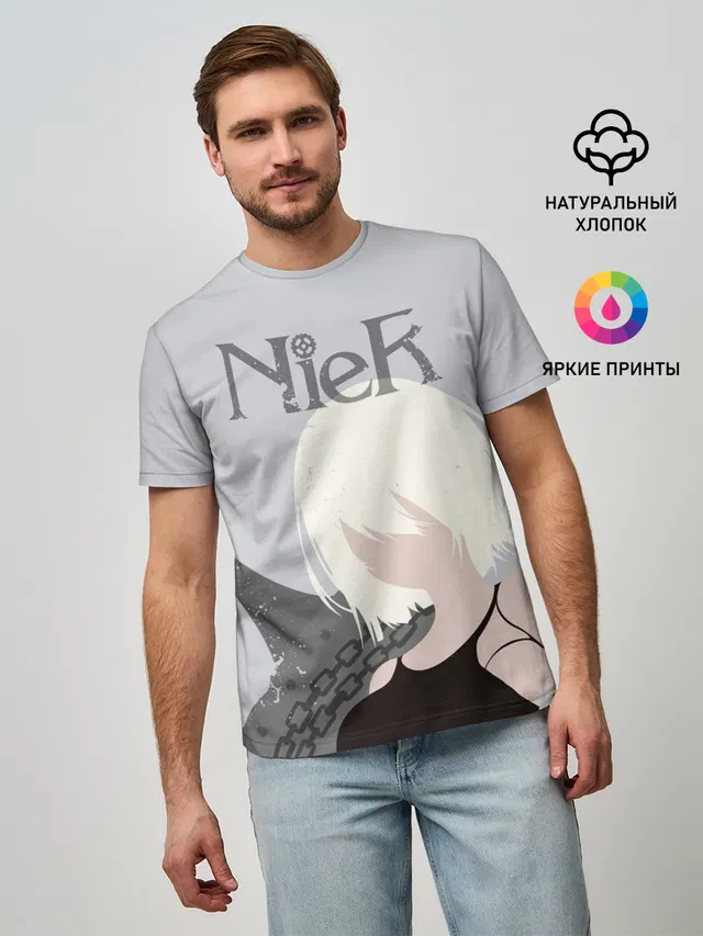 Мужская базовая футболка с принтом «NieR»