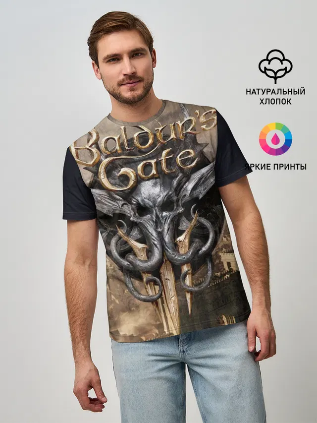 Мужская базовая футболка с принтом «Baldur’s Gate — baldurs gate 3»