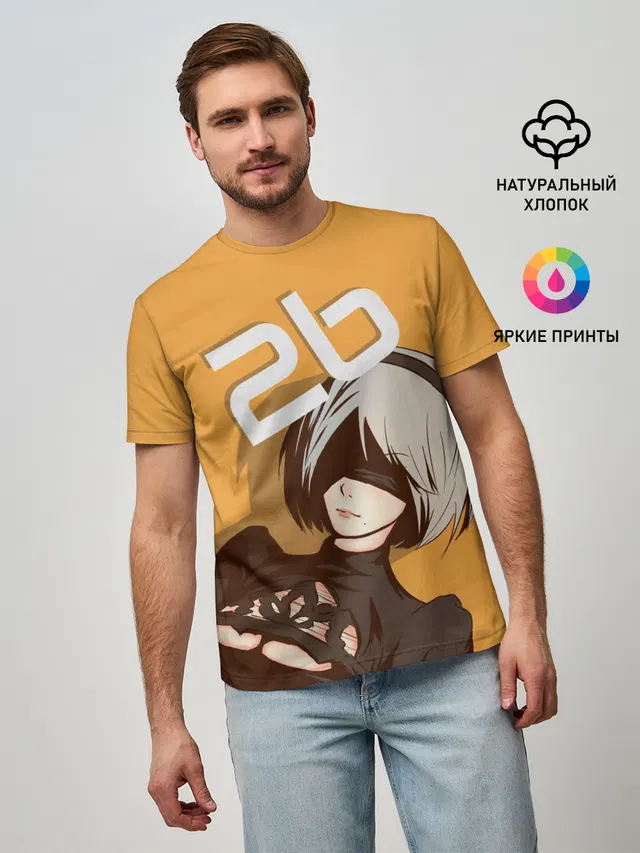 Мужская базовая футболка с принтом «Nier — 2b»