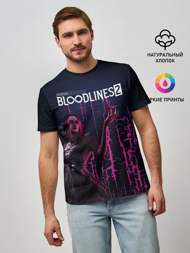 Мужская базовая футболка с принтом «Vampire: The Masquerade — Bloodlines 2»