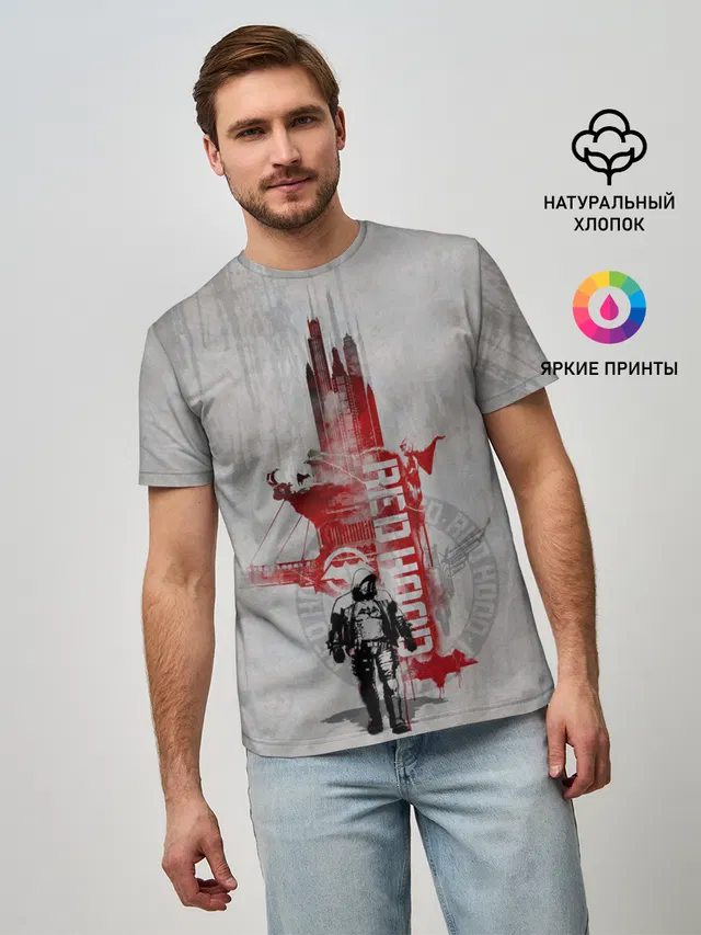 Мужская базовая футболка с принтом «Batman Arkham Knight — Red Hood»