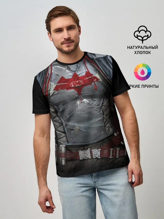 Мужская базовая футболка с принтом «Batman Arkham Knight — Red Hood»