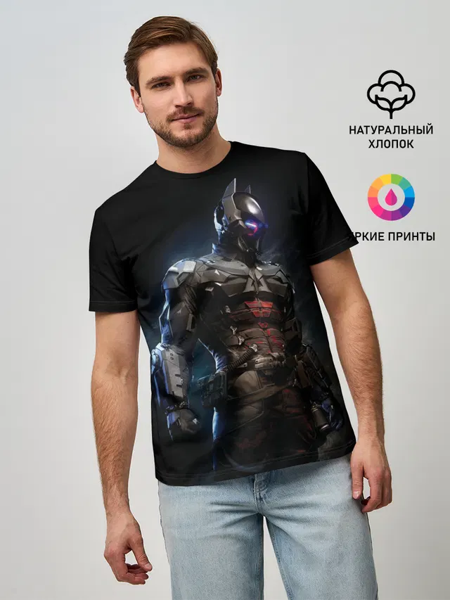 Мужская базовая футболка с принтом «Batman Arkham Knight»