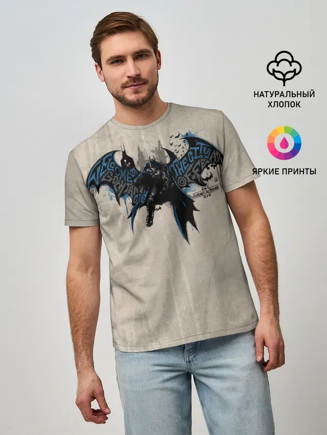 Мужская базовая футболка с принтом «Batman Arkham Knight»