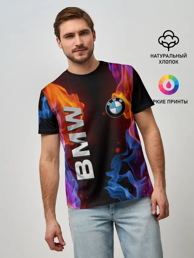 Мужская базовая футболка с принтом «BMW»