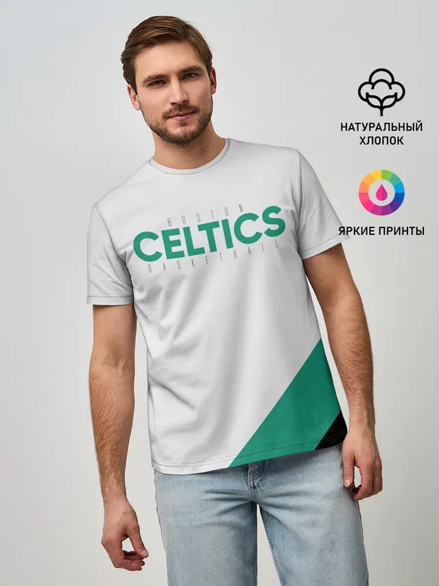 Мужская базовая футболка с принтом «НБА — BOSTON CELTICS»