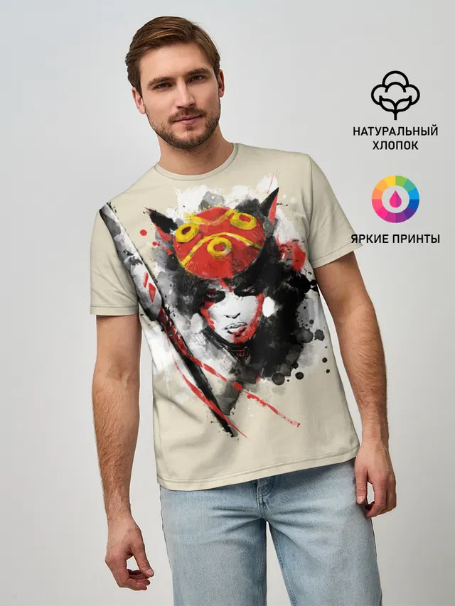 Мужская базовая футболка с принтом «San — Princess Mononoke»