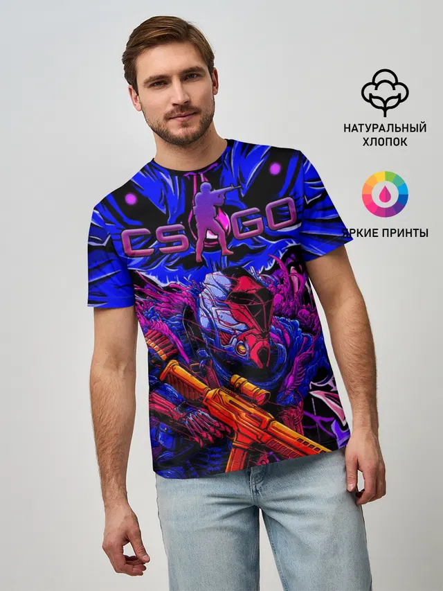 Мужская базовая футболка с принтом «Counter-Strike — CS GO hyper beast IMBAskin»