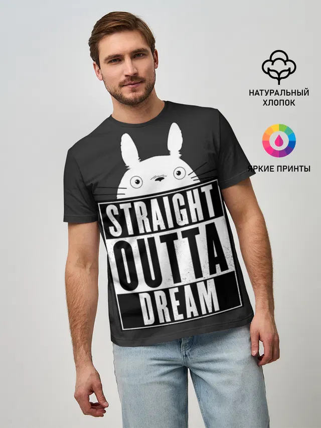 Мужская базовая футболка с принтом «Тоторо Straight outta dream»