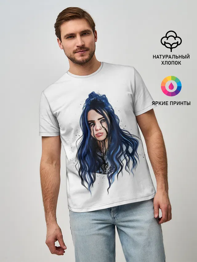 Мужская базовая футболка с принтом «Billie Eilish»