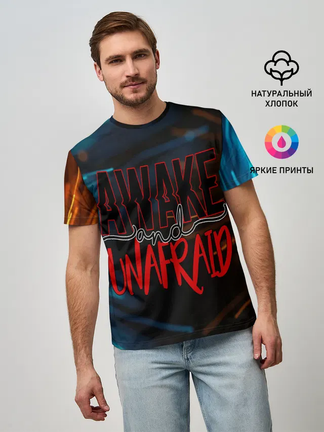 Мужская базовая футболка с принтом «My Chemical Romance — Awake unafraid»