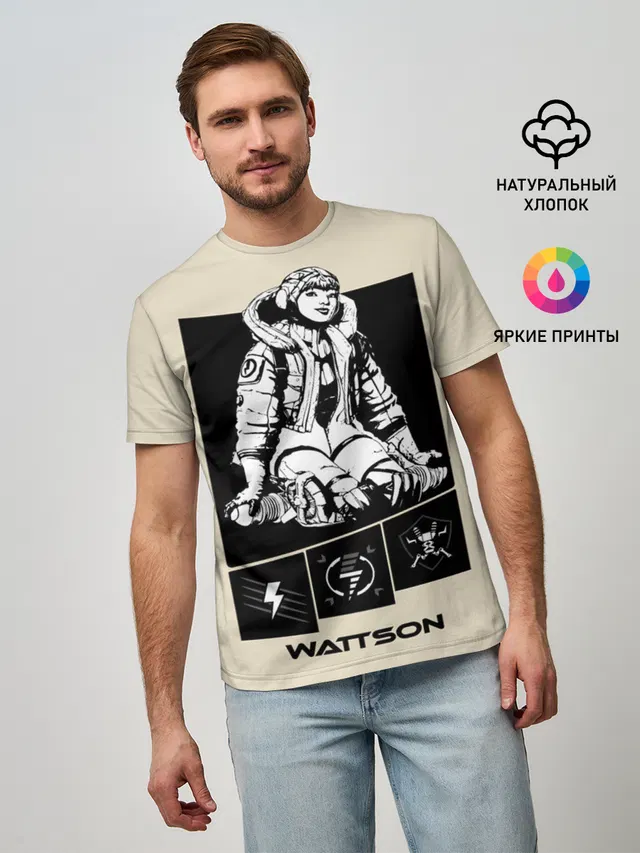 Мужская базовая футболка с принтом «Apex Legends Wattson»