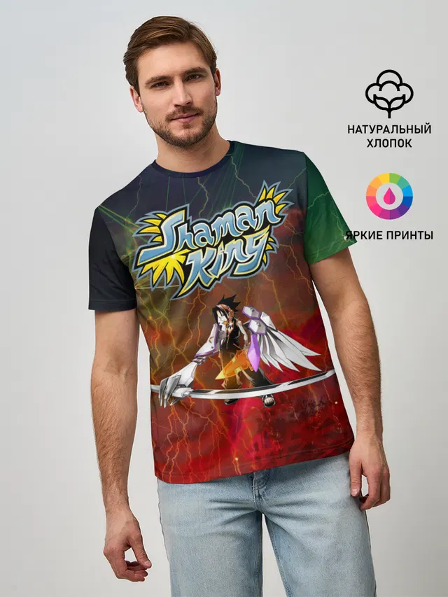 Мужская базовая футболка с принтом «Шаман Кинг — Shaman King»