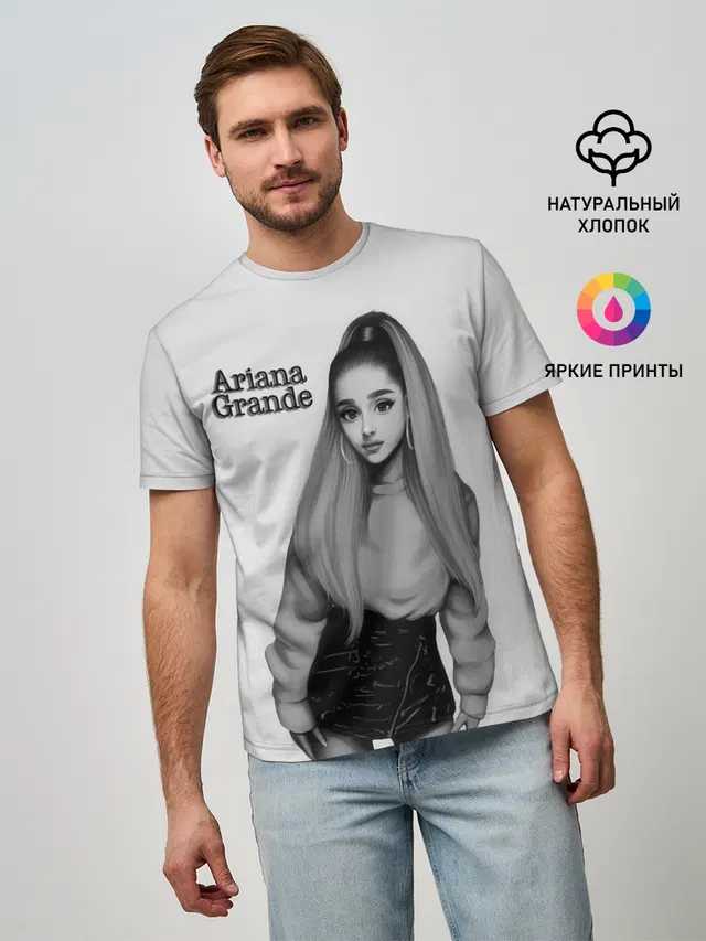 Мужская базовая футболка с принтом «Ариана Гранде — Ariana Grande»