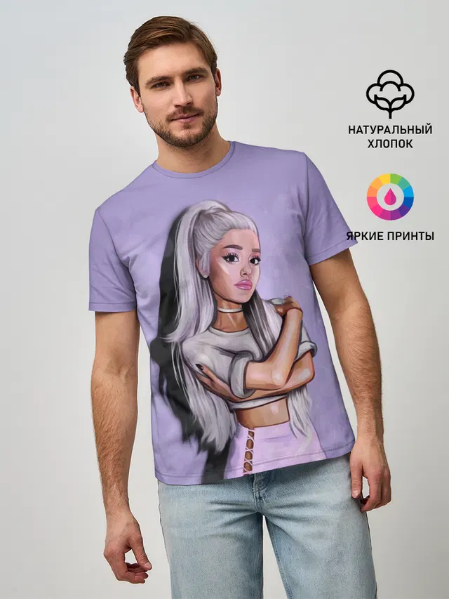 Мужская базовая футболка с принтом «Ариана Гранде — Ariana Grande»