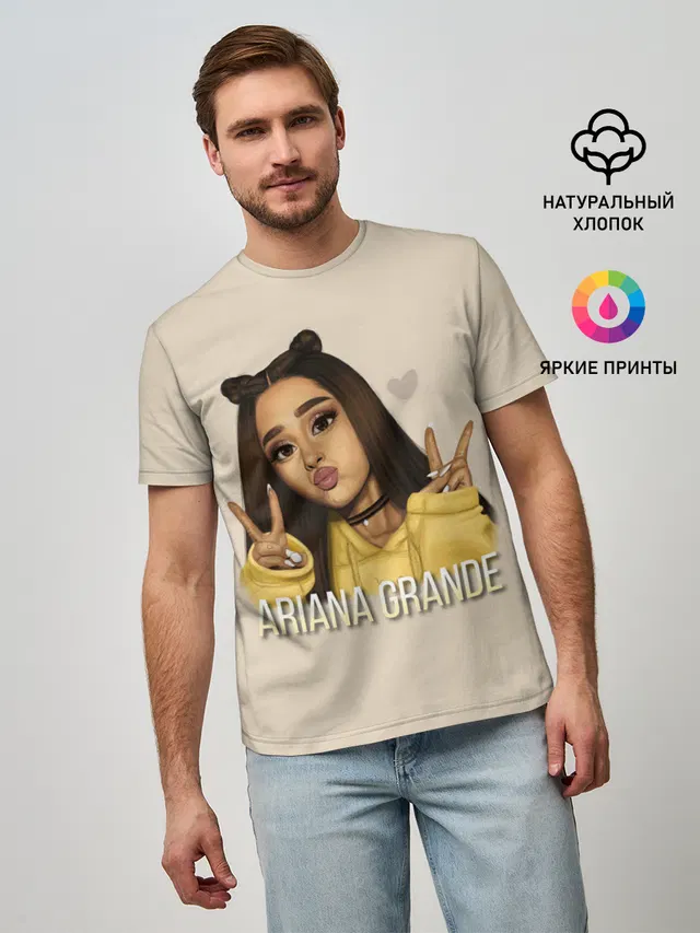 Мужская базовая футболка с принтом «Ариана Гранде — Ariana Grande»