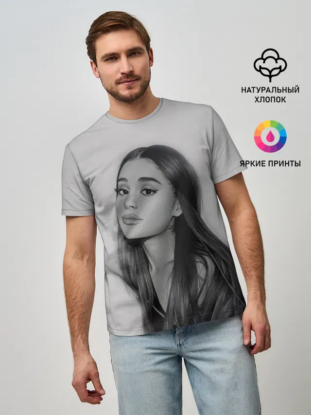 Мужская базовая футболка с принтом «Ариана Гранде — Ariana Grande»